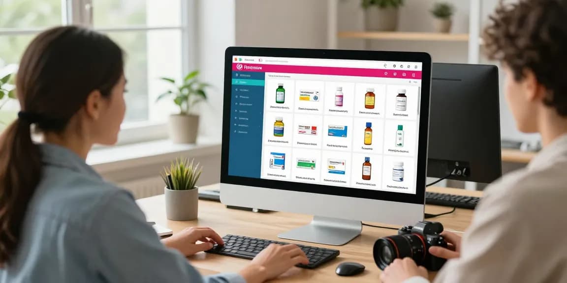 Buy cocaine powder online in a vibrant e-commerce setting with diverse customers browsing health products.