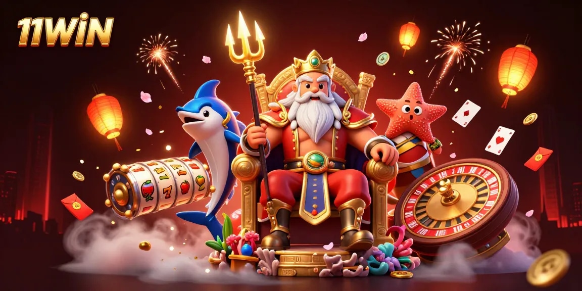 Experience the excitement of 11WIN with vibrant casino characters and dynamic game elements.