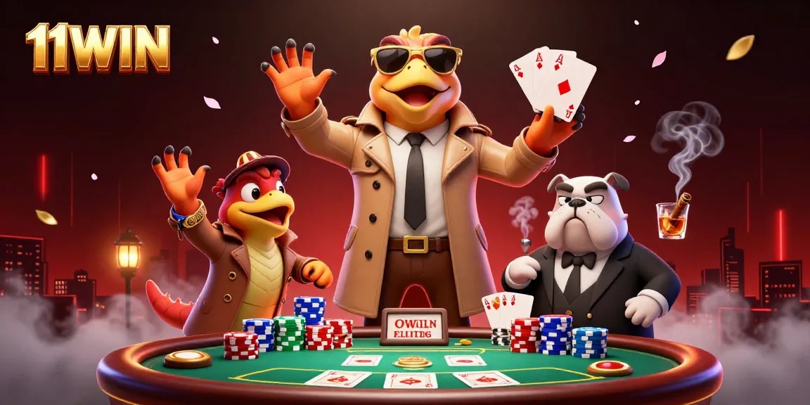 Join the excitement at 11WIN with raptors sneaking into a VIP casino lounge, surrounded by poker chips