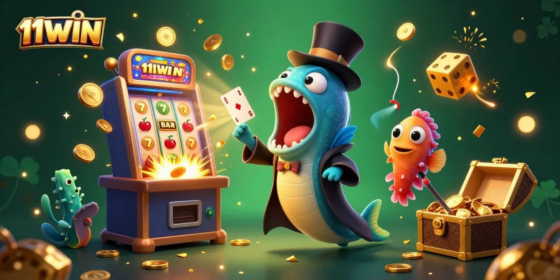 Spin reels and win big with 11WIN’s vibrant magic-themed casino illustration.