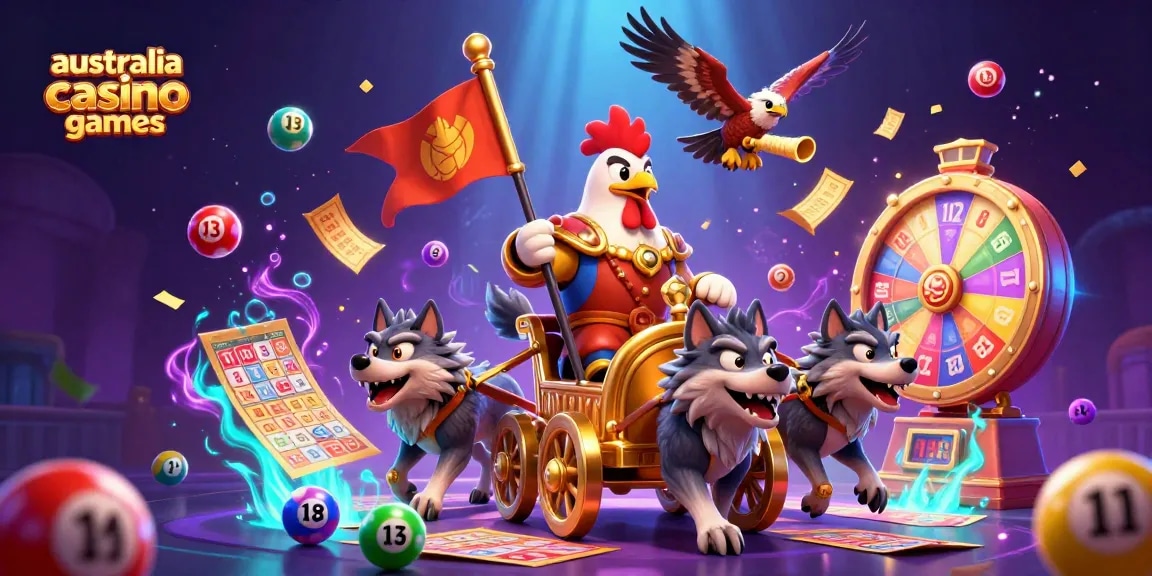 Engage in thrilling australia casino games with a dynamic 3D warlord scene full of vibrant lottery elements.