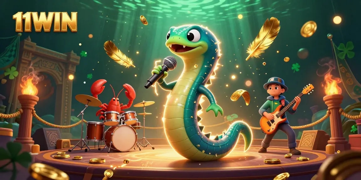 Catch vibrant moments with 11WIN's exhilarating underwater casino featuring DJ eel and ensemble.