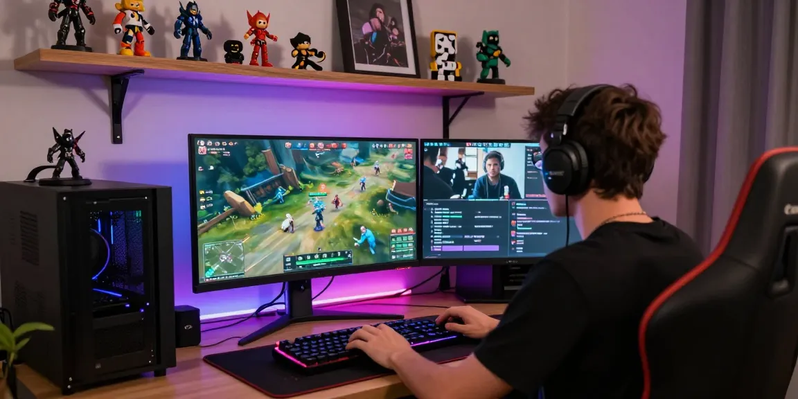 Exciting ZONA66 gaming scene with player immersed in multiplayer action and vibrant setup.