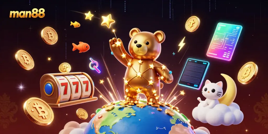 Experience exhilarating wins with man88 at the vibrant online casino, featuring exciting slots and crypto elements.
