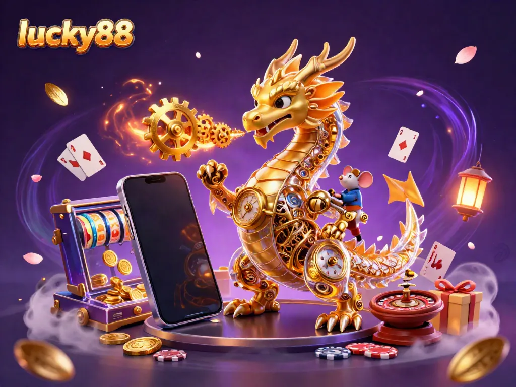 Experience the excitement of lucky88 with a vibrant 3D dragon and thrilling gaming elements.