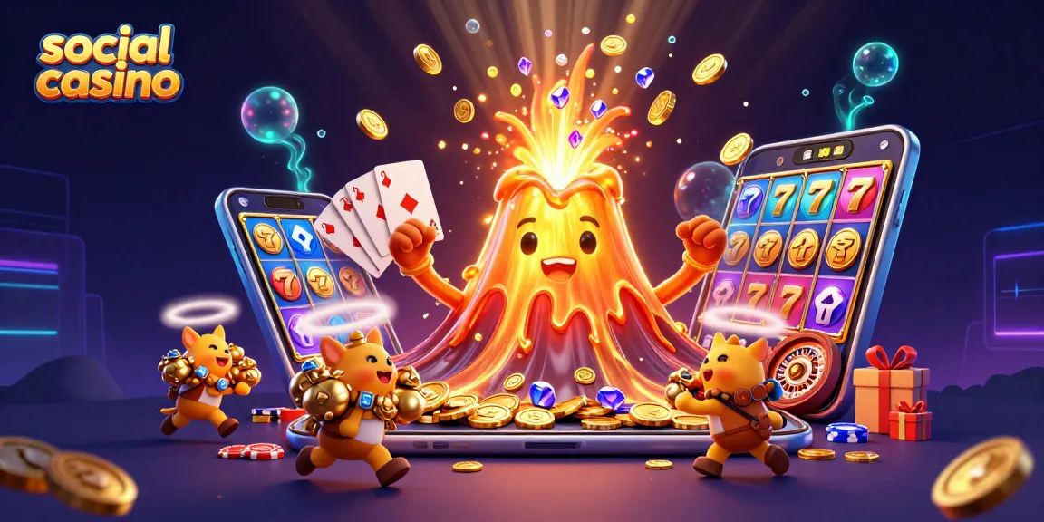 Engage in thrilling gameplay at a social casino featuring exciting characters and vibrant game elements.