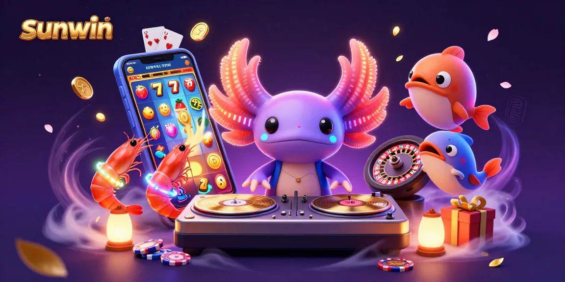 Engage in the thrilling sunwin casino experience featuring vibrant 3D elements and energetic characters.
