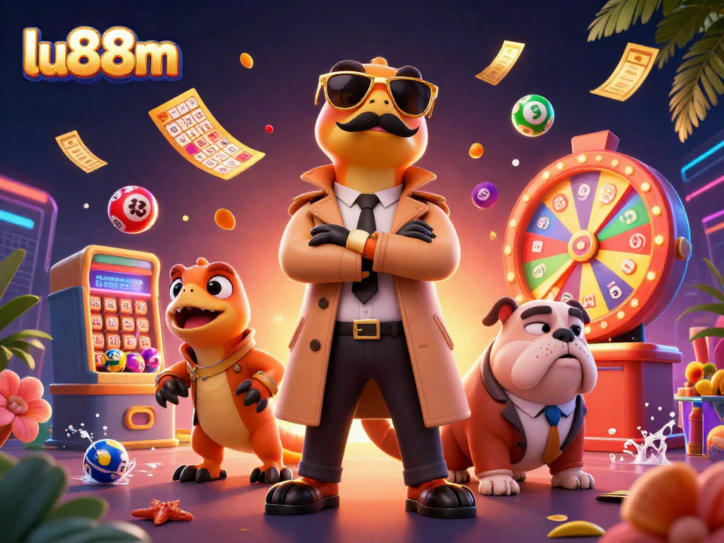 Experience a dynamic casino scene with lu88m, featuring raptors in disguise and vibrant lottery elements.