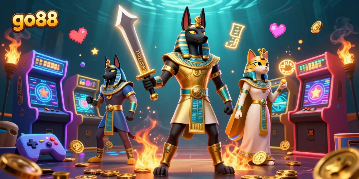 Engage in thrilling go88 jackpots with ancient warriors, gaming machines, and vibrant elements.