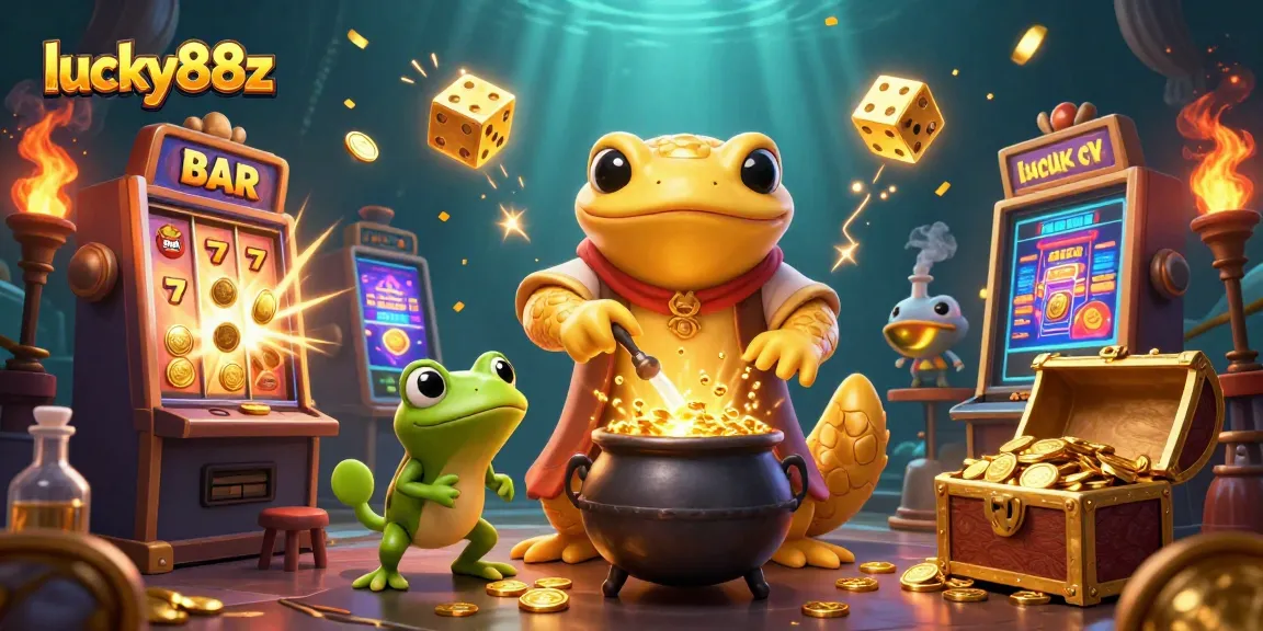 Experience the excitement of lucky88z with dynamic slot machine action, gold coins, and 3D characters.